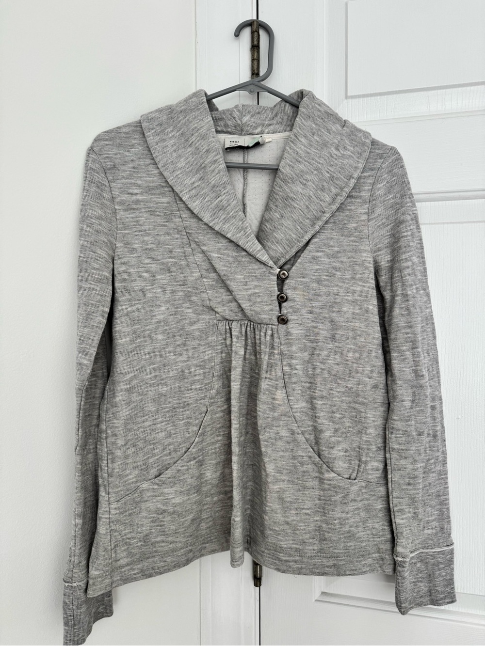 Anthropologie Gray Shawl Pullover Sweater
